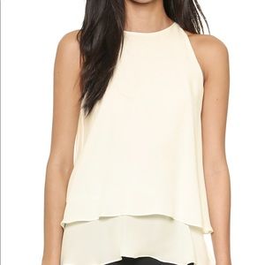 Theory falice pink silk double layer front top